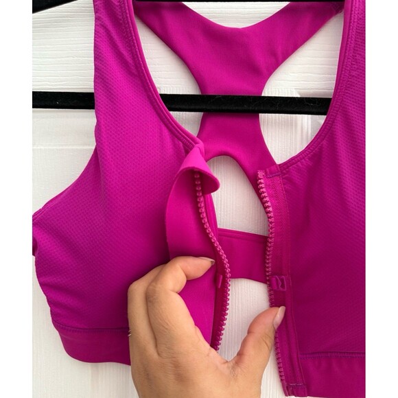 Athleta A-C Ultimate Zip up Front sports bra hot pink size XS - Picture 8 of 10
